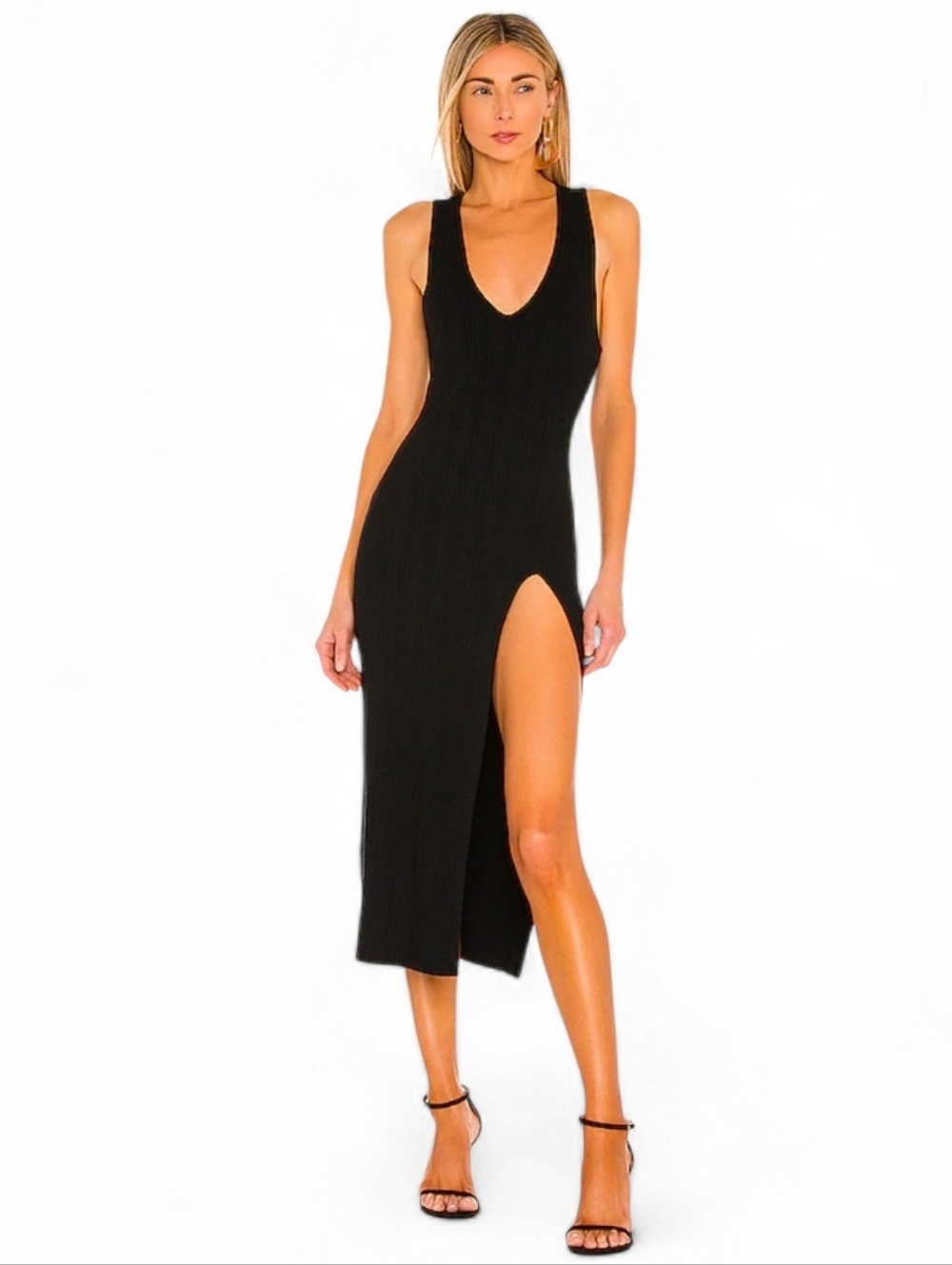 MICHAEL COSTELLO X REVOLVE Black Variegated Cut Out Ribbed Bodycon - Medium